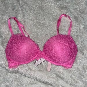 hot pink lace bra